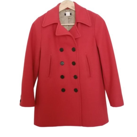 J. Crew Burnt Orange Red Wool Trench Coat - Picture 2 of 16